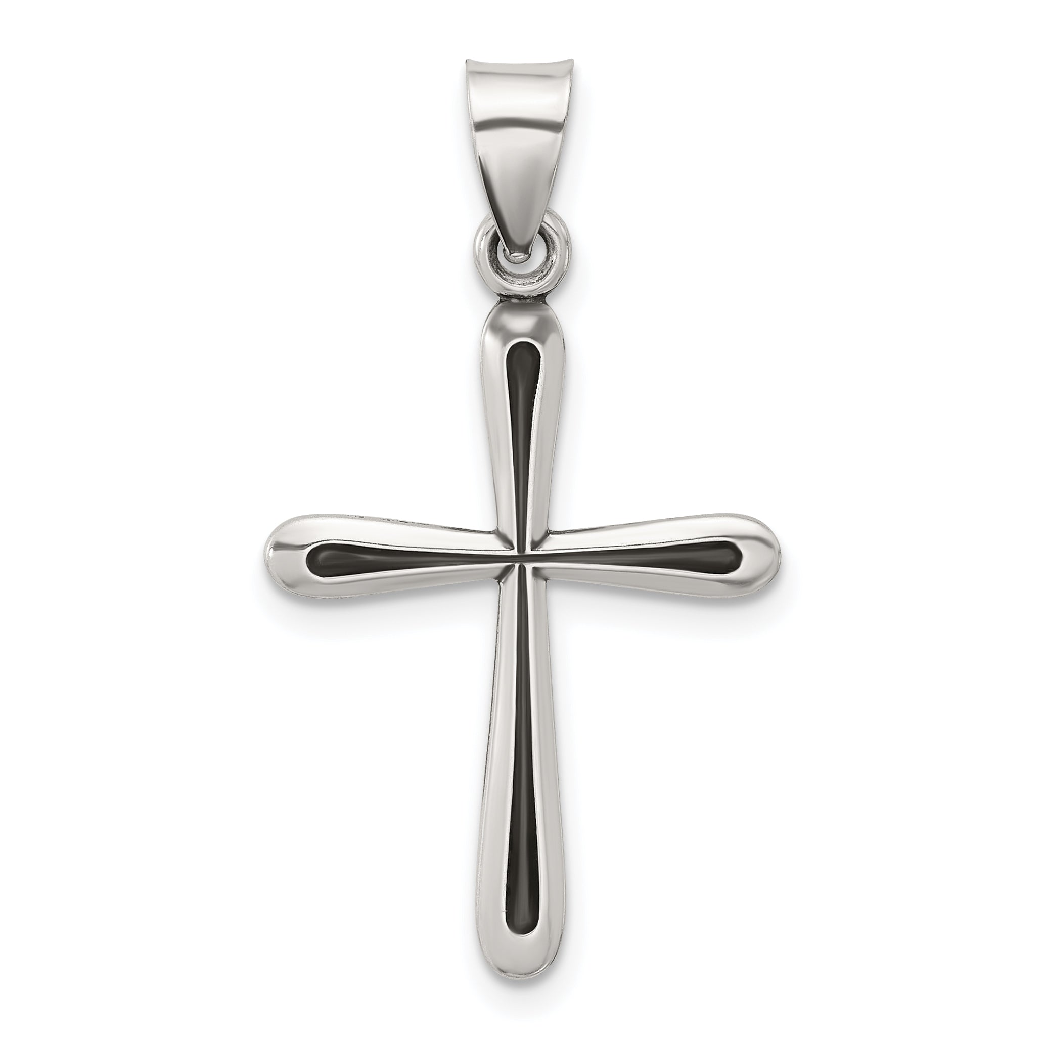 Sterling Silver Antiqued Solid Textured Cross Pendant Main image