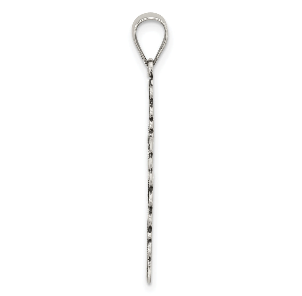 Sterling Silver Antiqued Solid Textured Cross Pendant