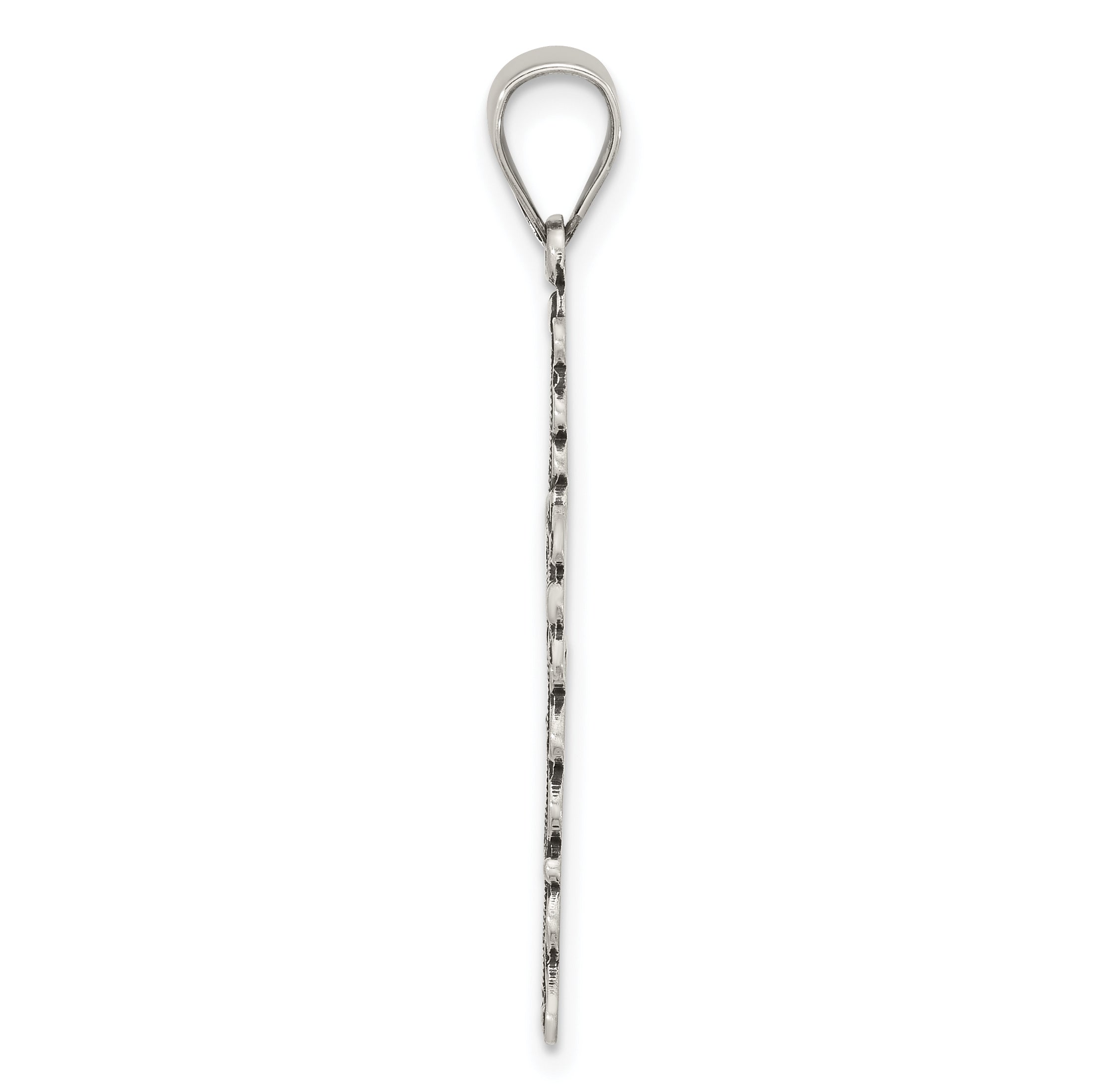 Sterling Silver Antiqued Solid Textured Cross Pendant