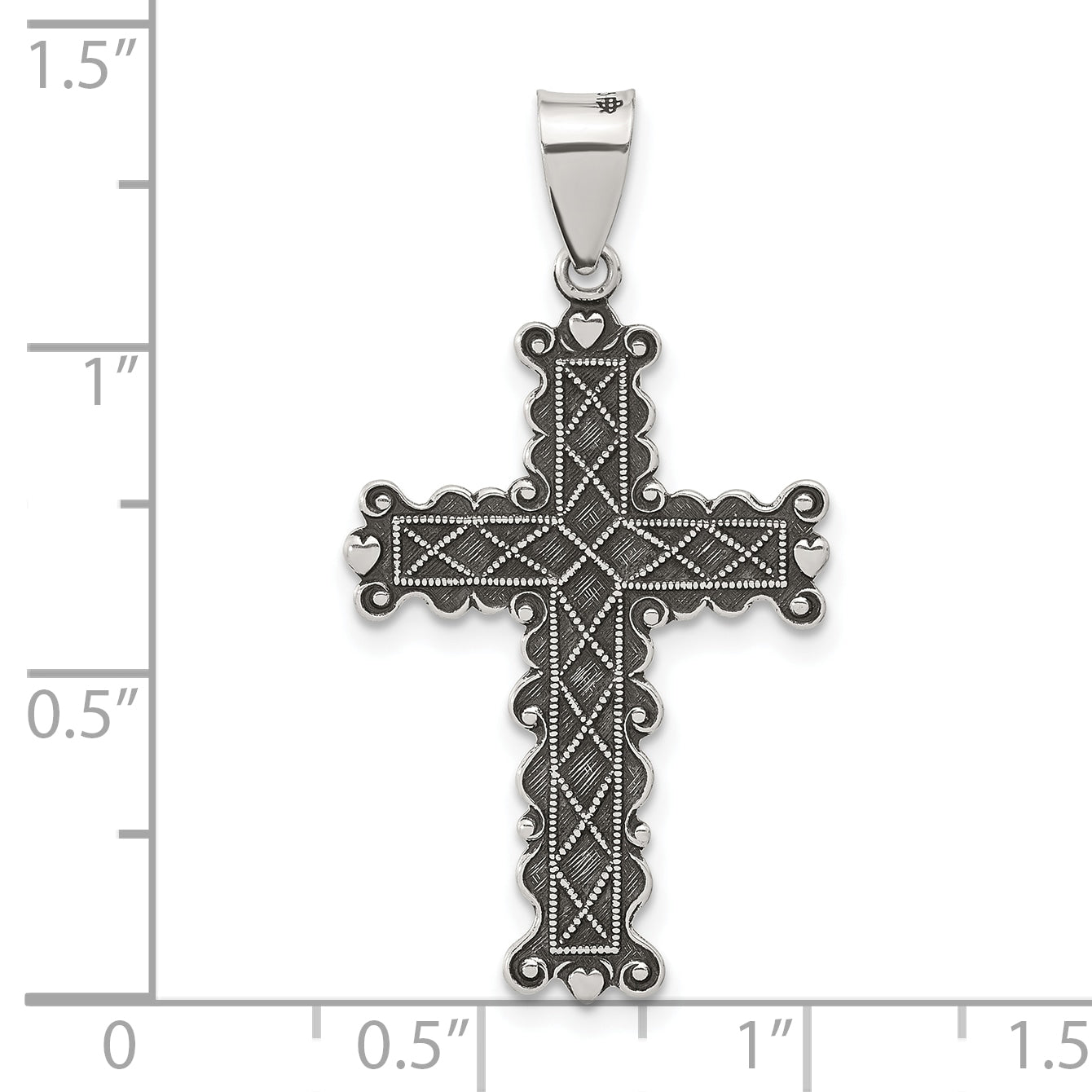 Sterling Silver Antiqued Solid Textured Cross Pendant