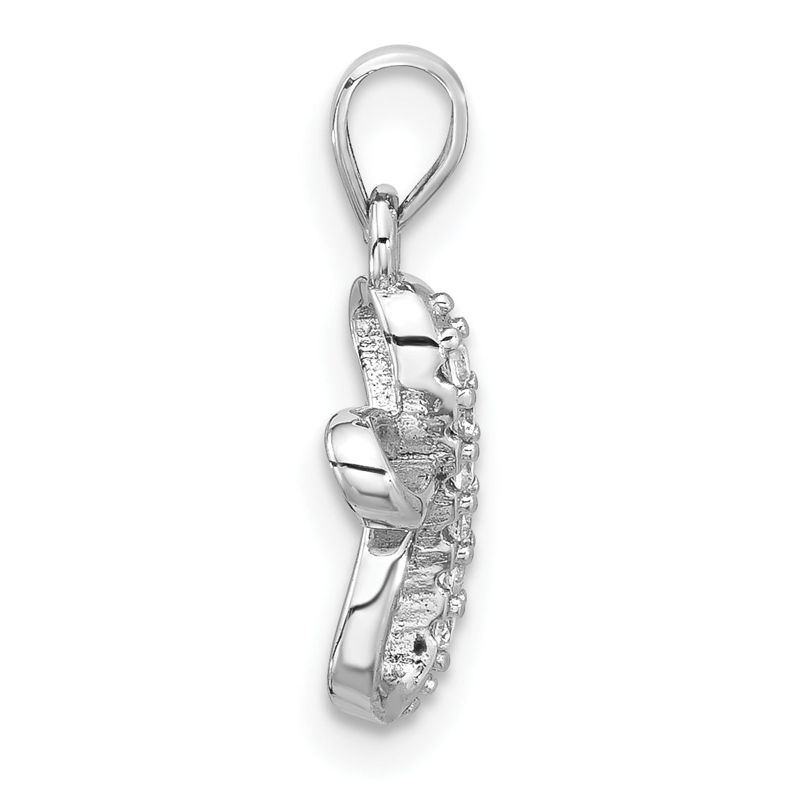 Sterling Silver Rhodium-plated CZ Small Cross Pendant Secondary image