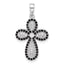 Sterling Silver Rhodium-plated Black and White CZ Cross Pendant
