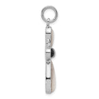 Sterling Silver Rhod-plated Black / White Mother of Pearl Cross Pendant