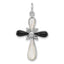 Sterling Silver Rhod-plated Black / White Mother of Pearl Cross Pendant