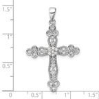 Sterling Silver Rhodium-plated CZ Cross Pendant
