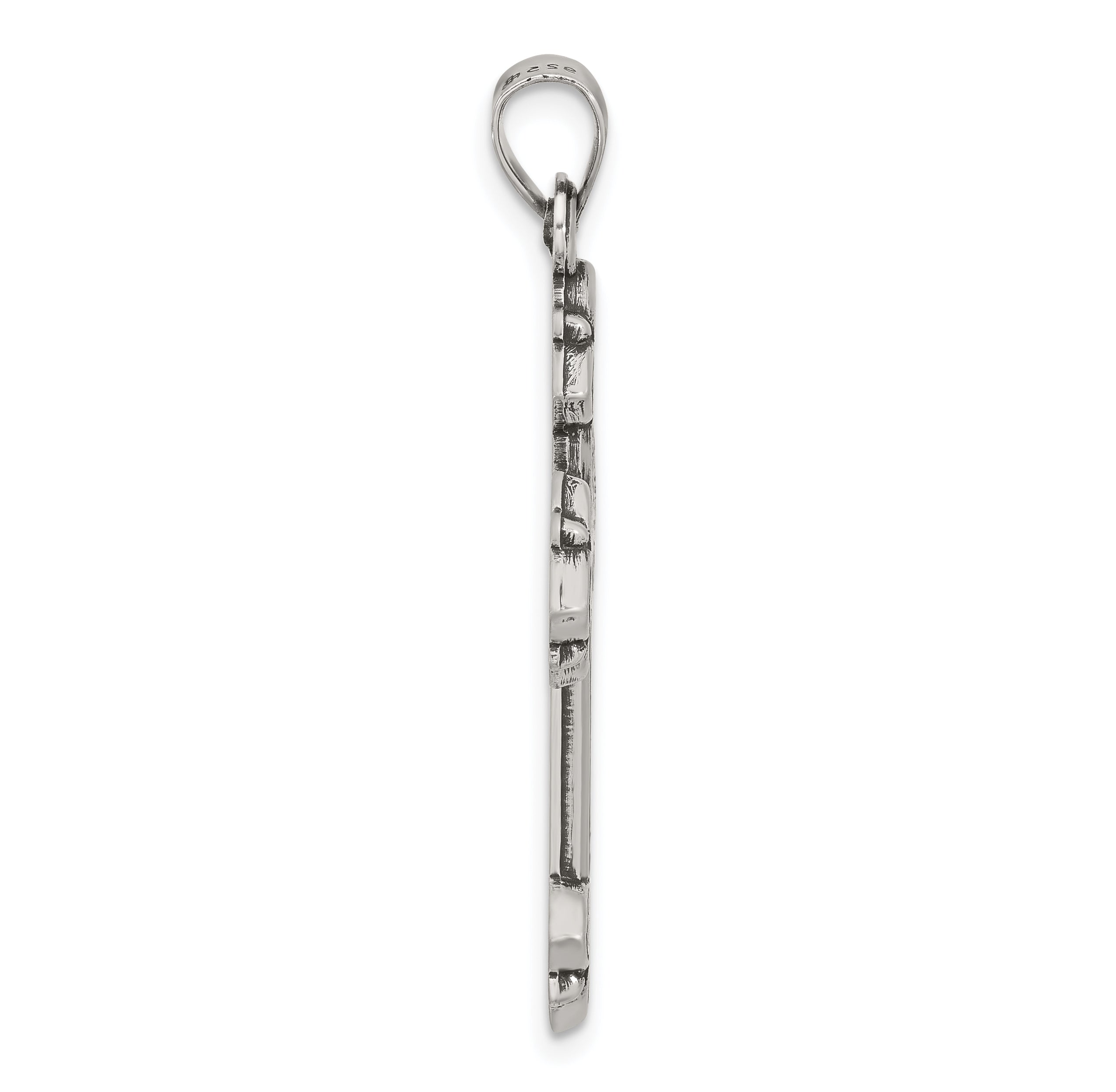 Sterling Silver Antiqued Solid Budded Cross Pendant Secondary image