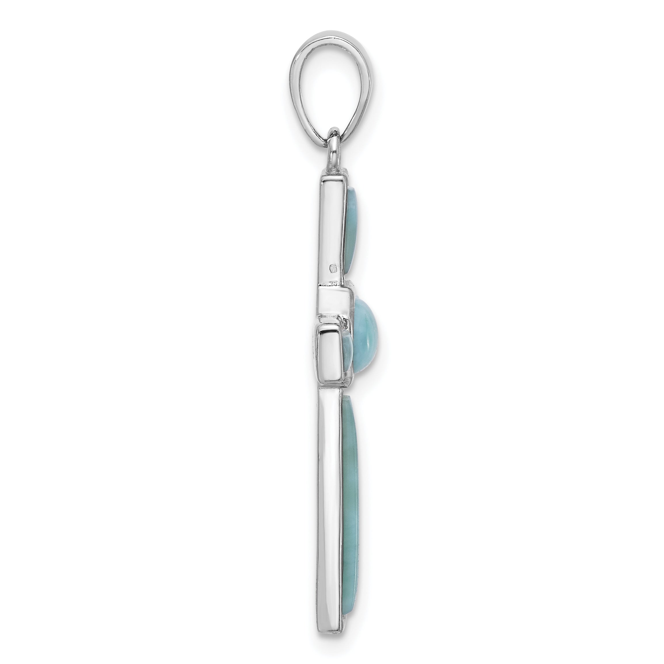 Sterling Silver Rhodium-plated Larimar Cross Pendant Secondary image