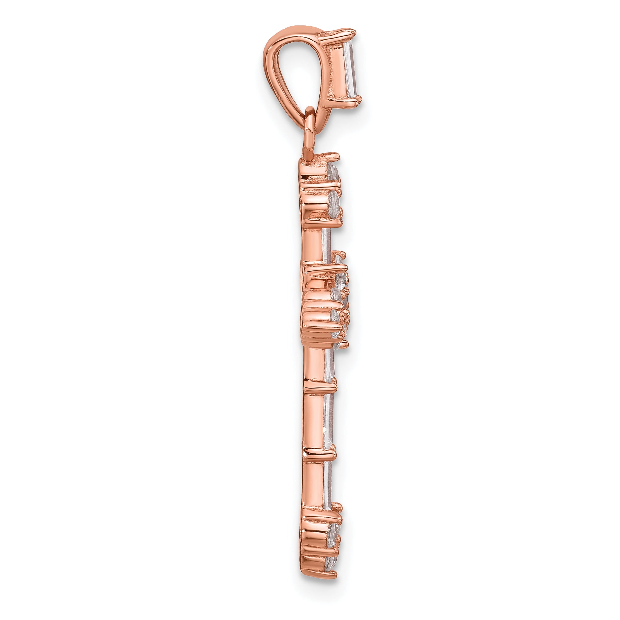 Sterling Silver Rose-tone CZ Cross Pendant Secondary image