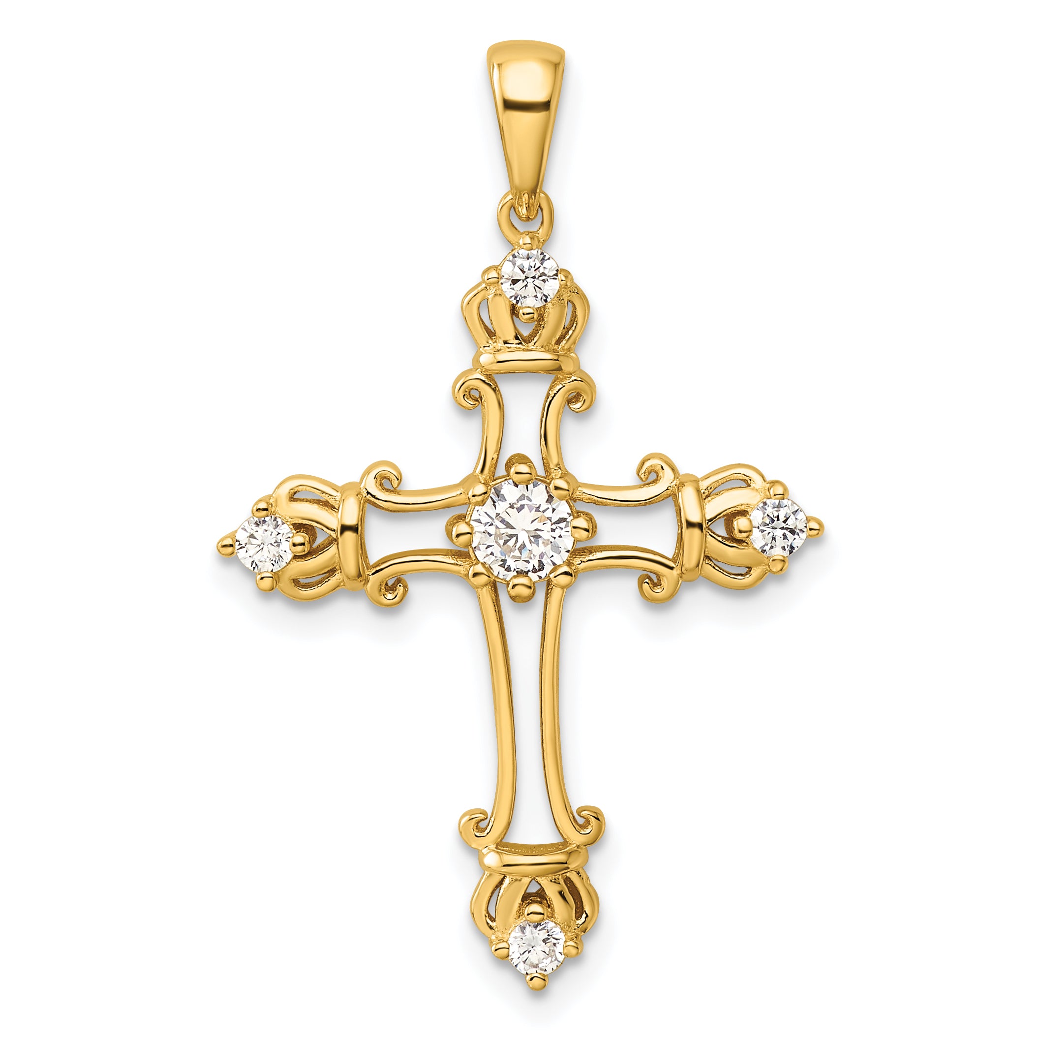 Sterling Silver Gold-plated CZ Cross Pendant Main image