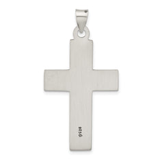 Sterling Silver Antiqued Solid Textured Cross Pendant