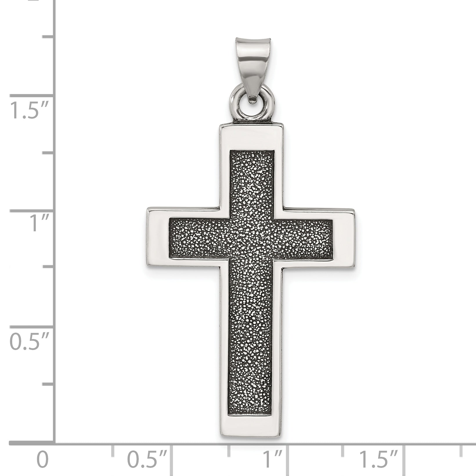 Sterling Silver Antiqued Solid Textured Cross Pendant