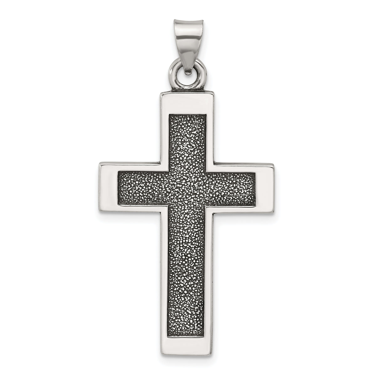 Sterling Silver Antiqued Solid Textured Cross Pendant