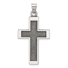 Sterling Silver Antiqued Solid Textured Cross Pendant