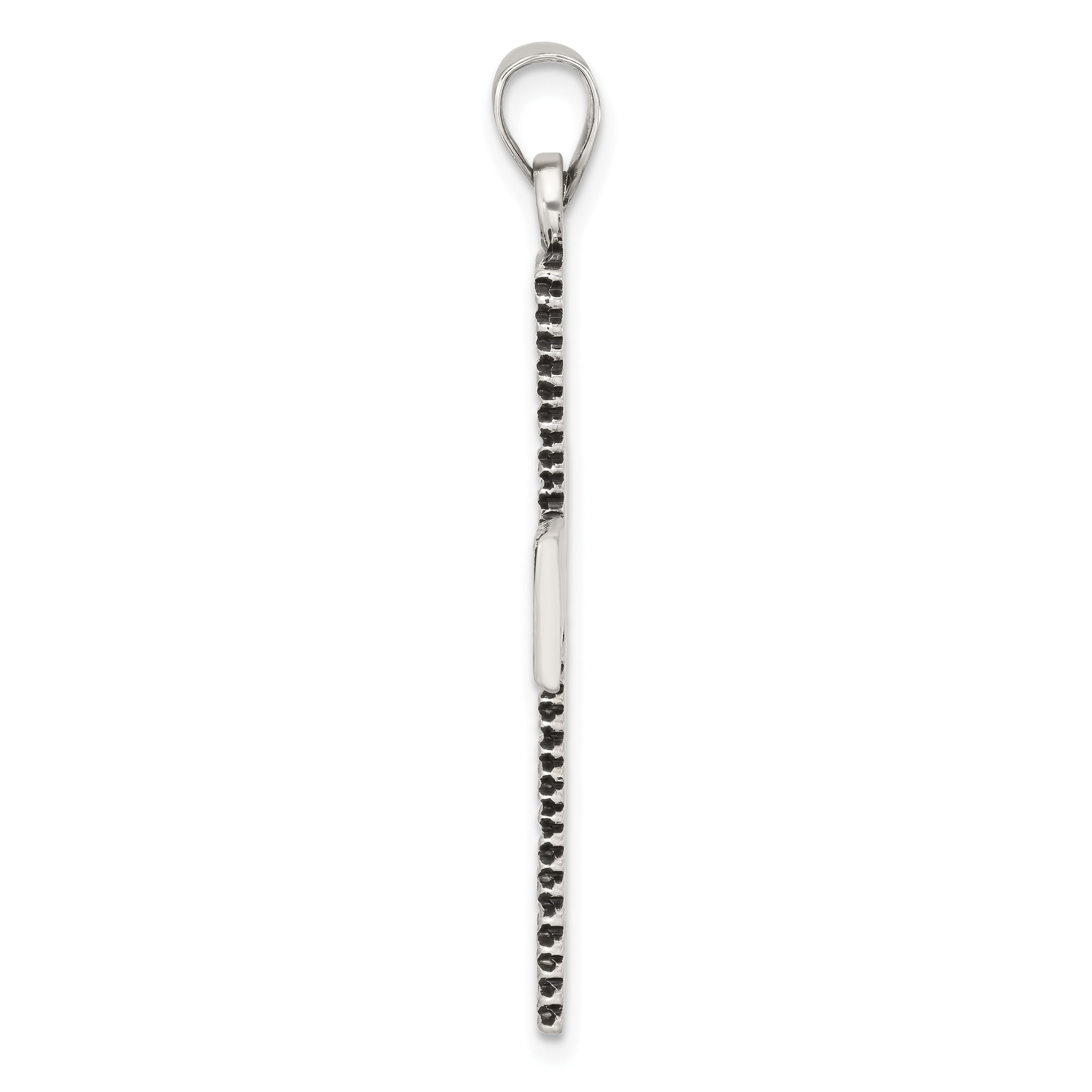 Sterling Silver Antiqued Solid Textured Cross Pendant Secondary image