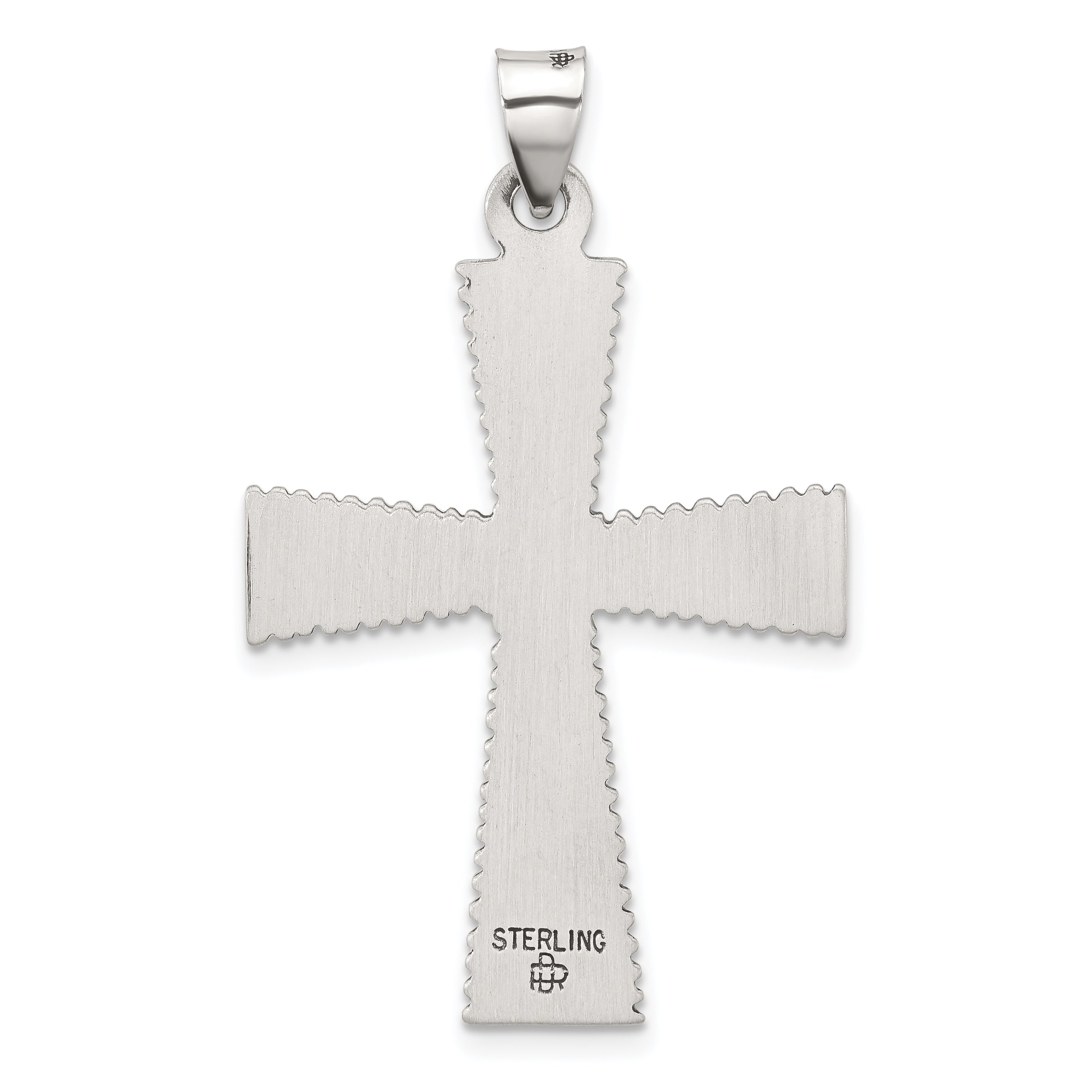 Sterling Silver Antiqued Solid Textured Cross Pendant