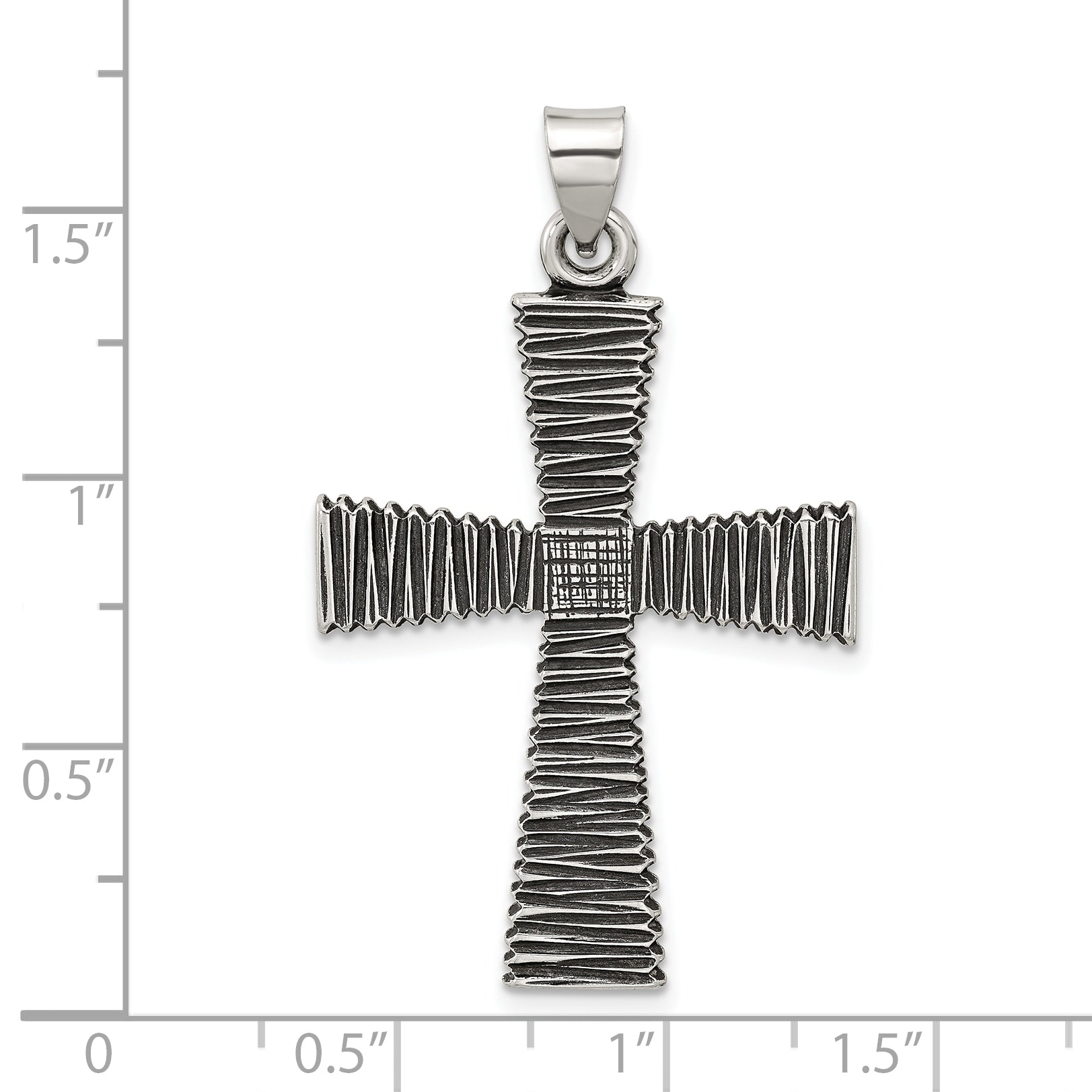 Sterling Silver Antiqued Solid Textured Cross Pendant