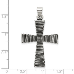 Sterling Silver Antiqued Solid Textured Cross Pendant