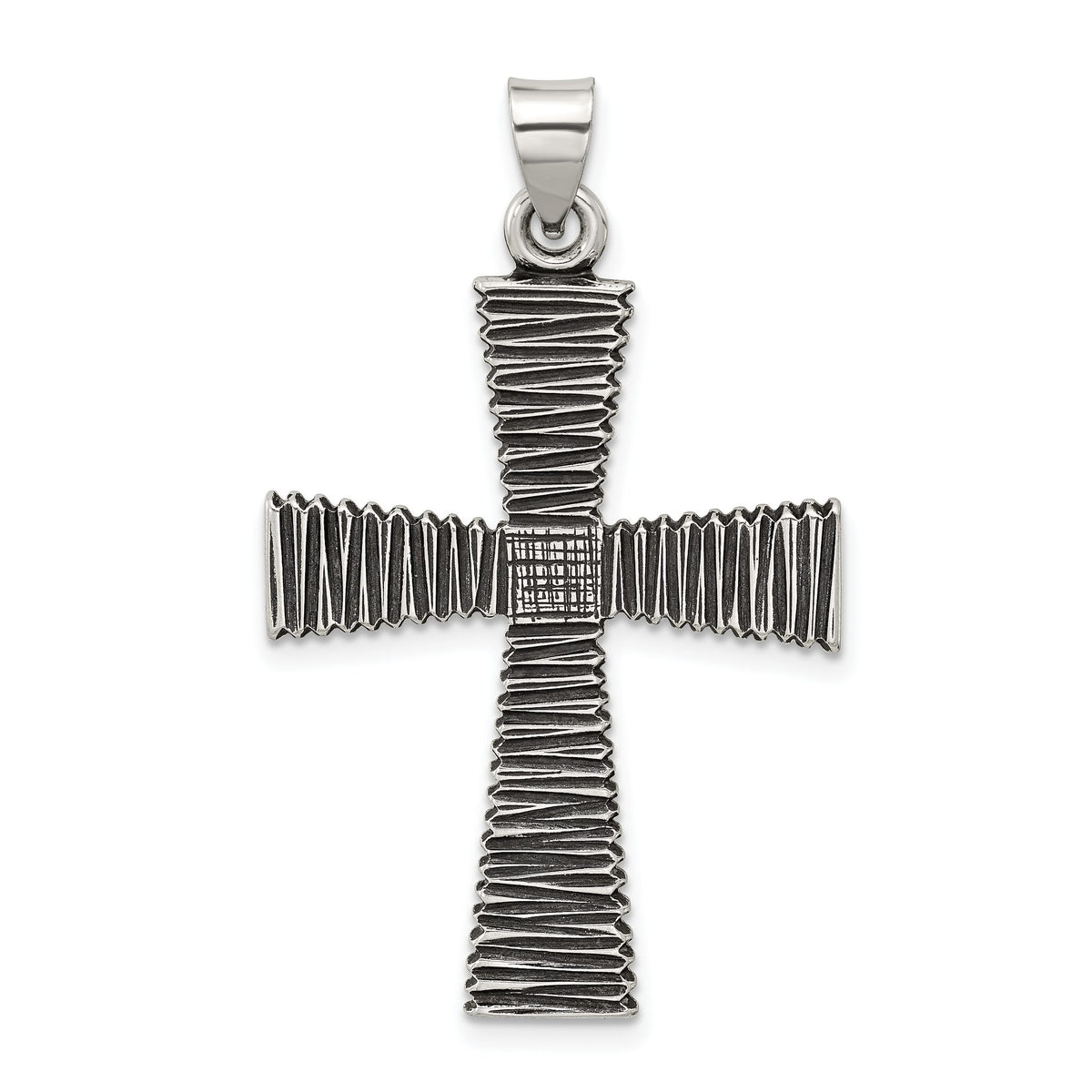 Cross Pendant in Sterling Silver, 39mm Antiqued & Textured - Sophia Jewelers Main image