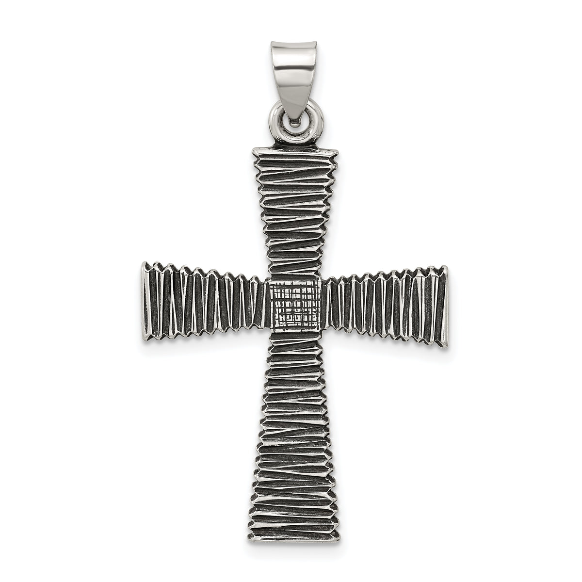 Sterling Silver Antiqued Solid Textured Cross Pendant