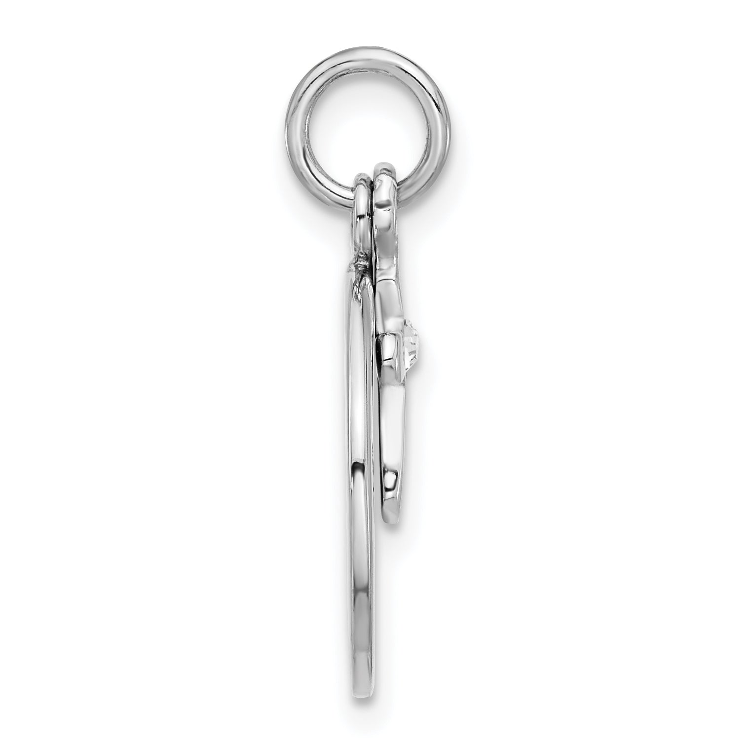SS Rhodium-plated Circle Disk and Cross with Clear Crystal Pendant Secondary image