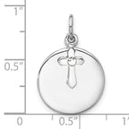 SS Rhodium-plated Circle Disk and Cross with Clear Crystal Pendant