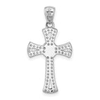 Sterling Silver Rhodium-plated CZ Latin Cross Pendant