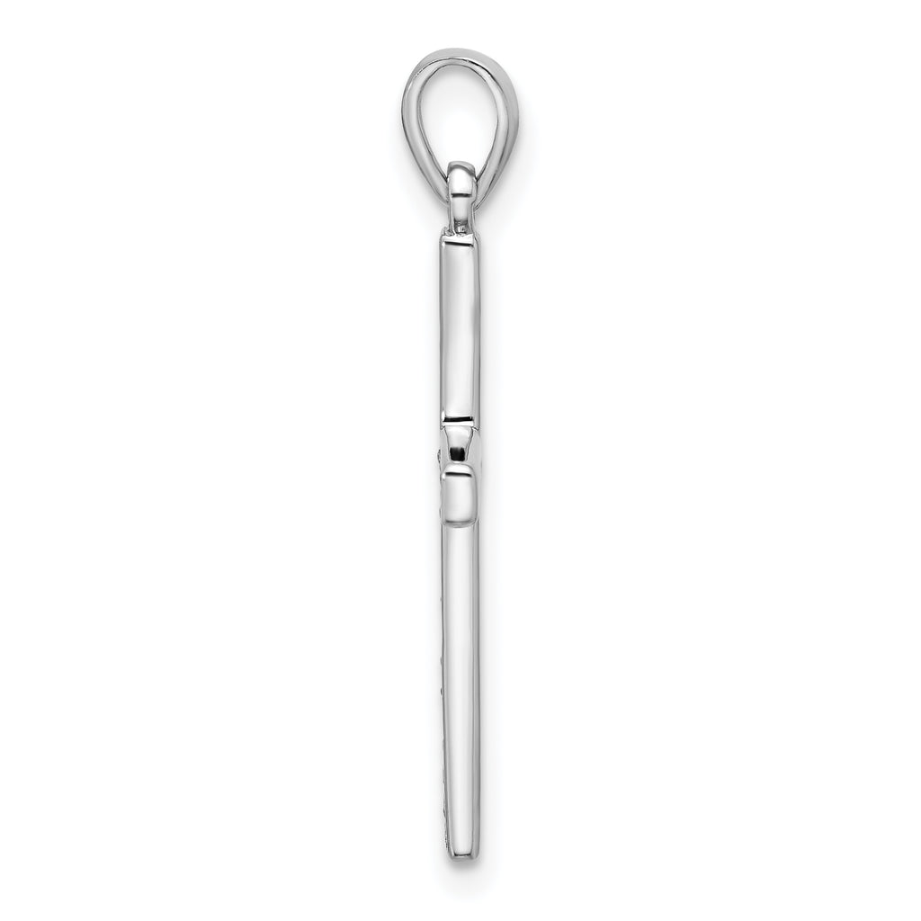Sterling Silver Rhodium-plated Polished and CZ Latin Cross Pendant