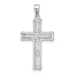 Sterling Silver Rhodium-plated Polished CZ Pave Cross Pendant