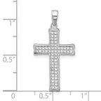 Sterling Silver Rhodium-plated Polished CZ Pave Cross Pendant