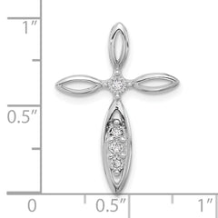 Sterling Silver Rhodium-plated Polished CZ Pointed Cross Chain Slide