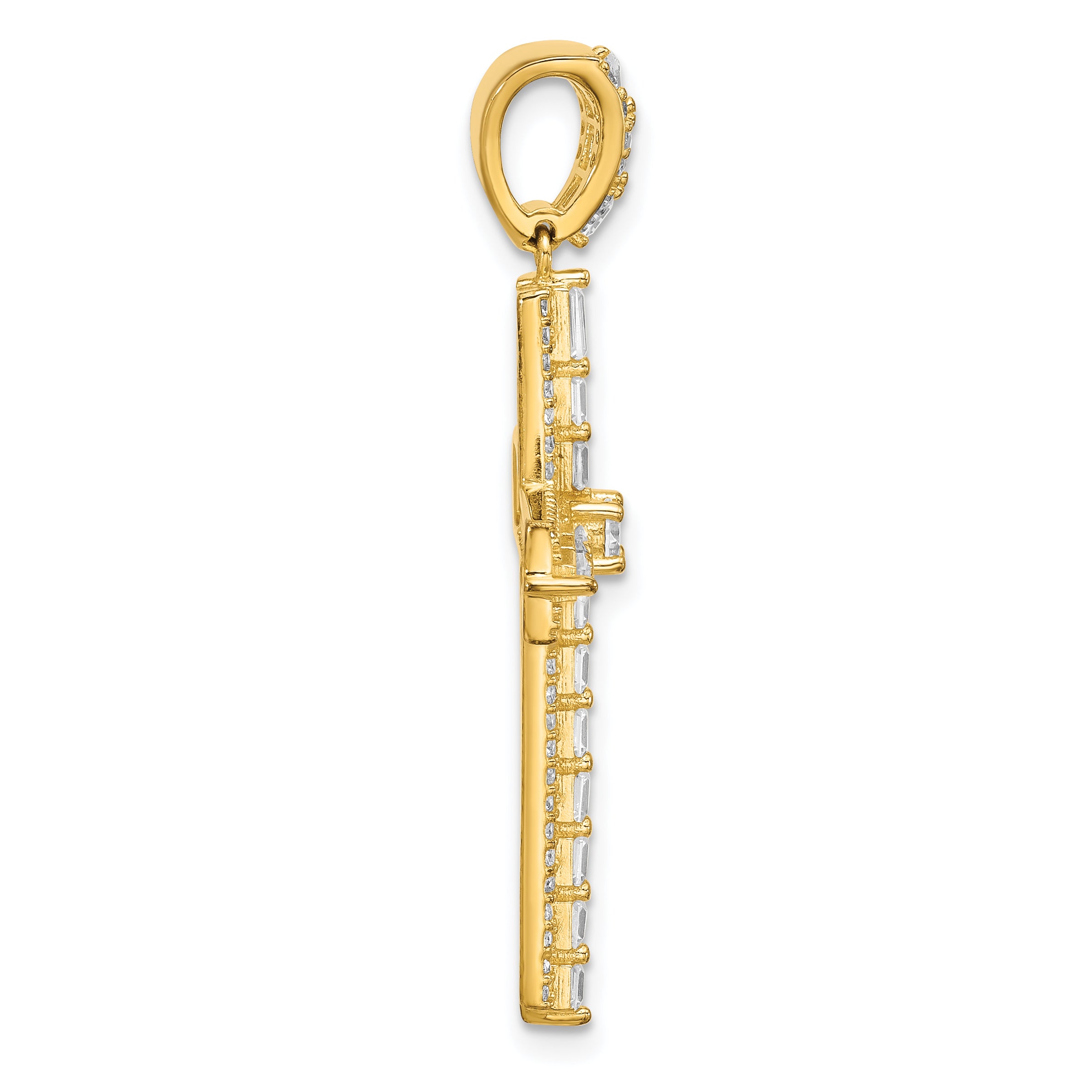 Sterling Silver Gold-tone CZ Latin Cross Pendant Secondary image