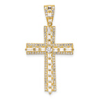 Sterling Silver Gold-tone CZ Latin Cross Pendant