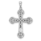 Sterling Silver Polished Cubic Zirconia plated Cross Pendant