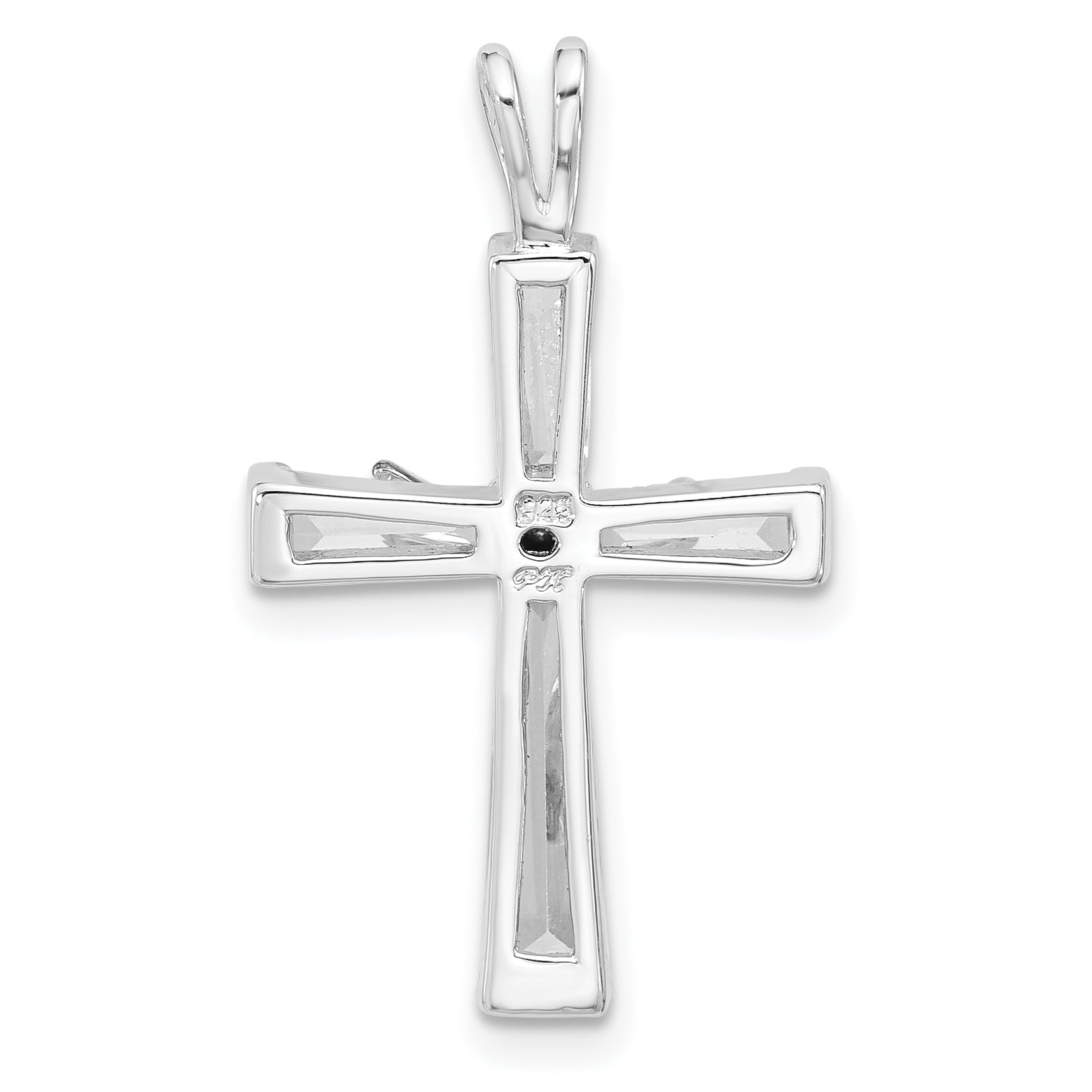 Sterling Silver Rhodium-plated Gold-tone CZ Crucifix Pendant