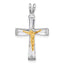 Sterling Silver Rhodium-plated Gold-tone CZ Crucifix Pendant