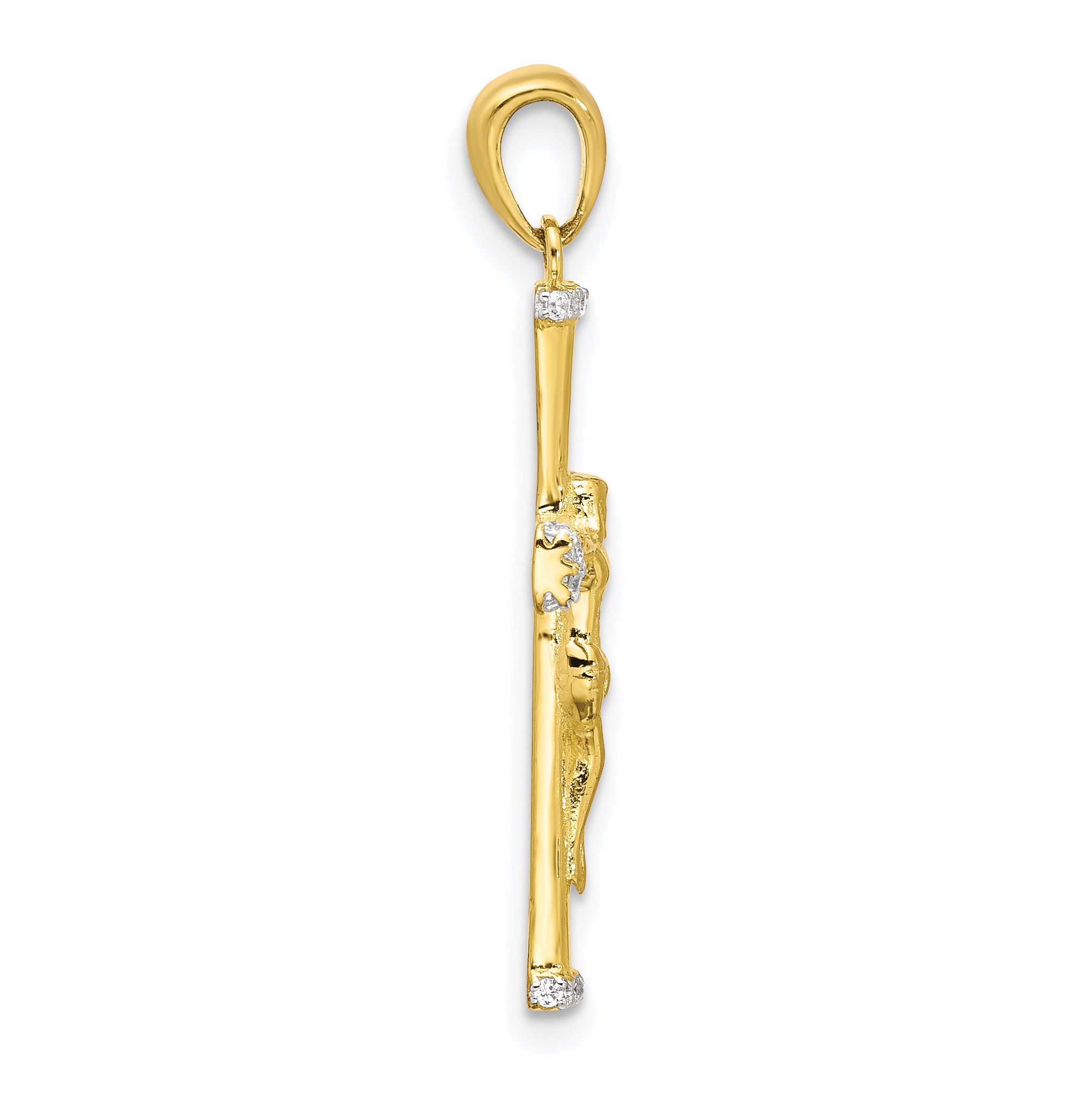 Sterling Silver Gold-tone CZ Latin Crucifix Cross Pendant Secondary image
