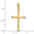 Sterling Silver Gold-tone CZ Latin Crucifix Cross Pendant