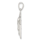 Sterling Silver Satin and Polished Crucifix Cross Pendant