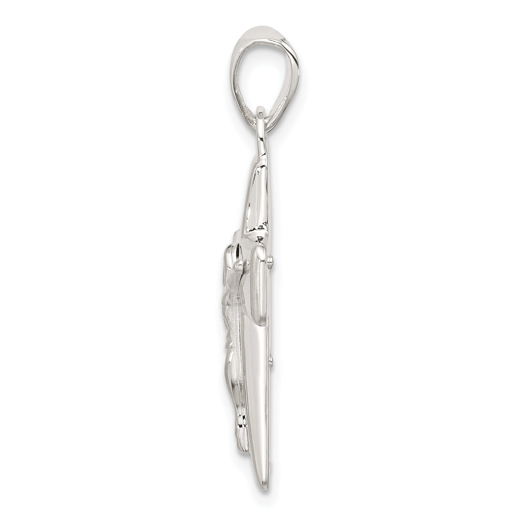 Sterling Silver Polished Crucifix Cross Pendant
