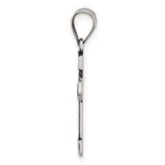 Sterling Silver Antiqued Solid Textured Budded Cross Pendant