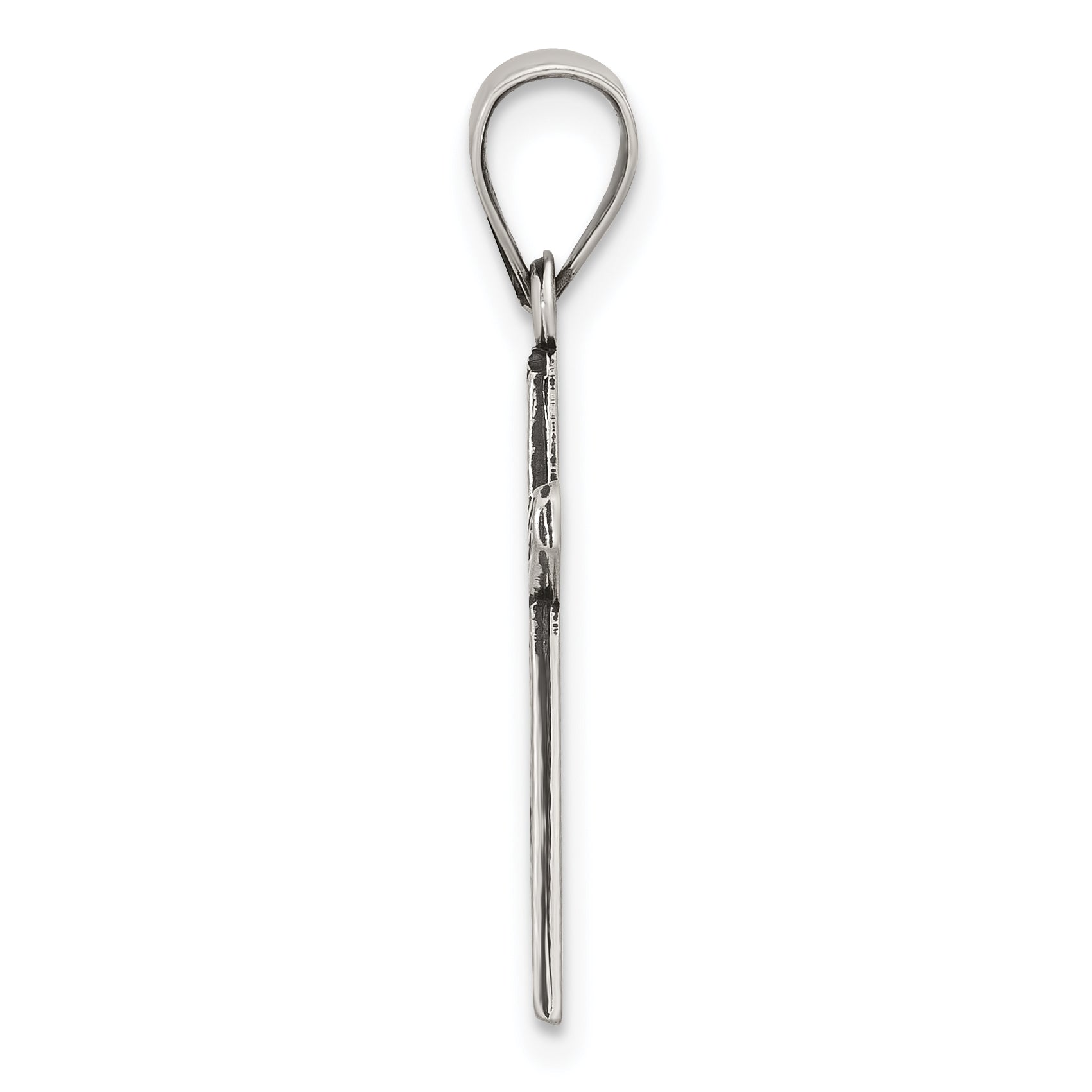 Sterling Silver Antiqued Solid Textured Budded Cross Pendant
