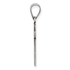 Sterling Silver Antiqued Solid Textured Budded Cross Pendant