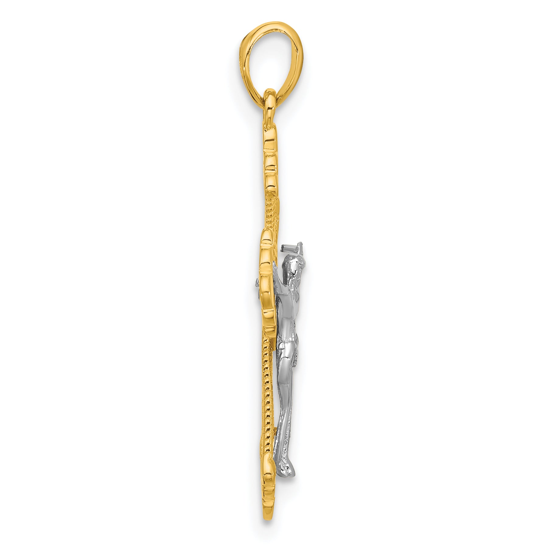 Sterling Silver Gold-tone and Rhodium-plated Crucifix Cross Pendant Secondary image