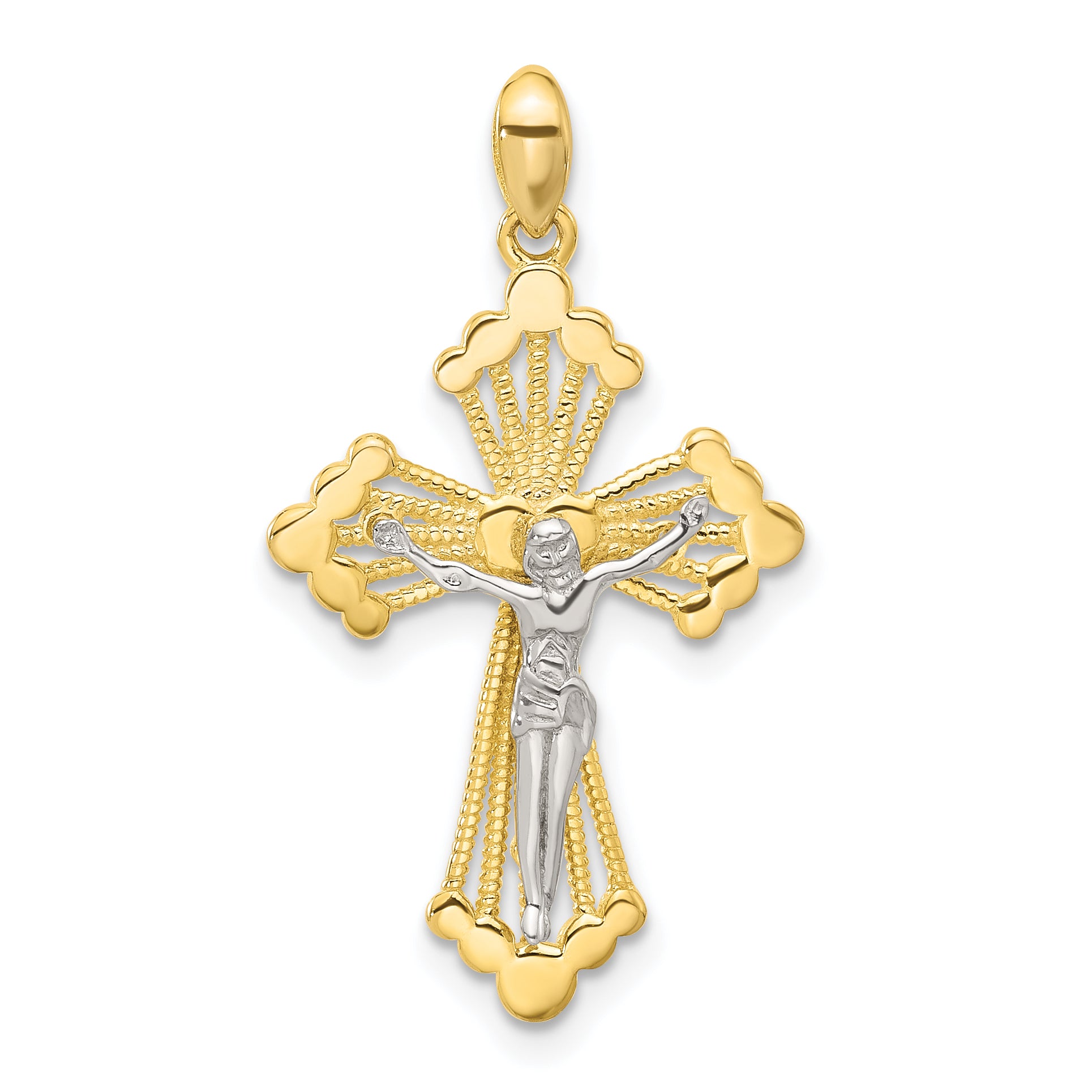 Sterling Silver Gold-tone and Rhodium-plated Crucifix Cross Pendant Main image