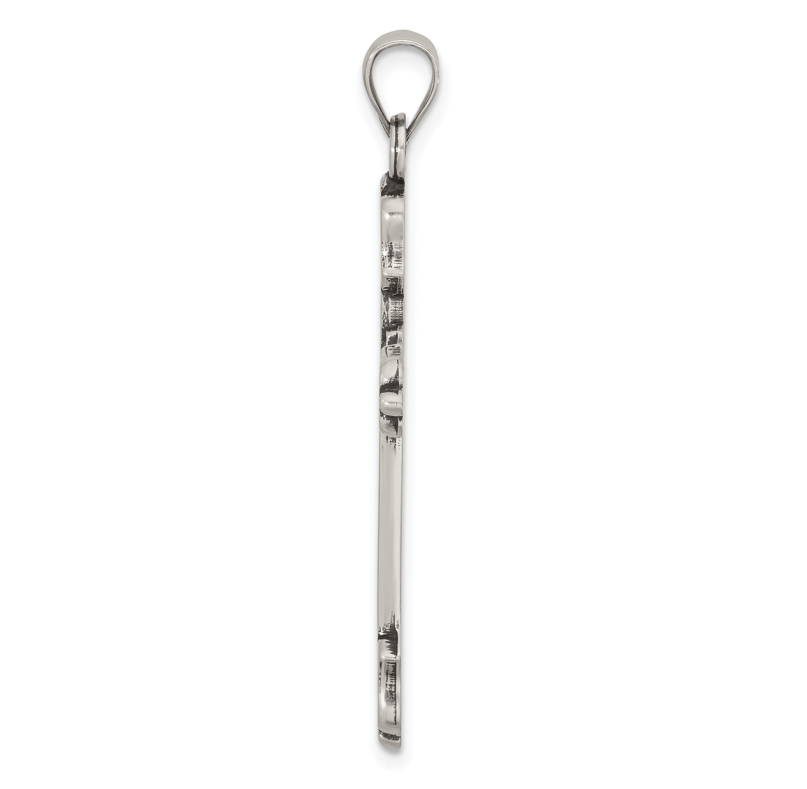 Sterling Silver Antiqued Budded Cross Pendant