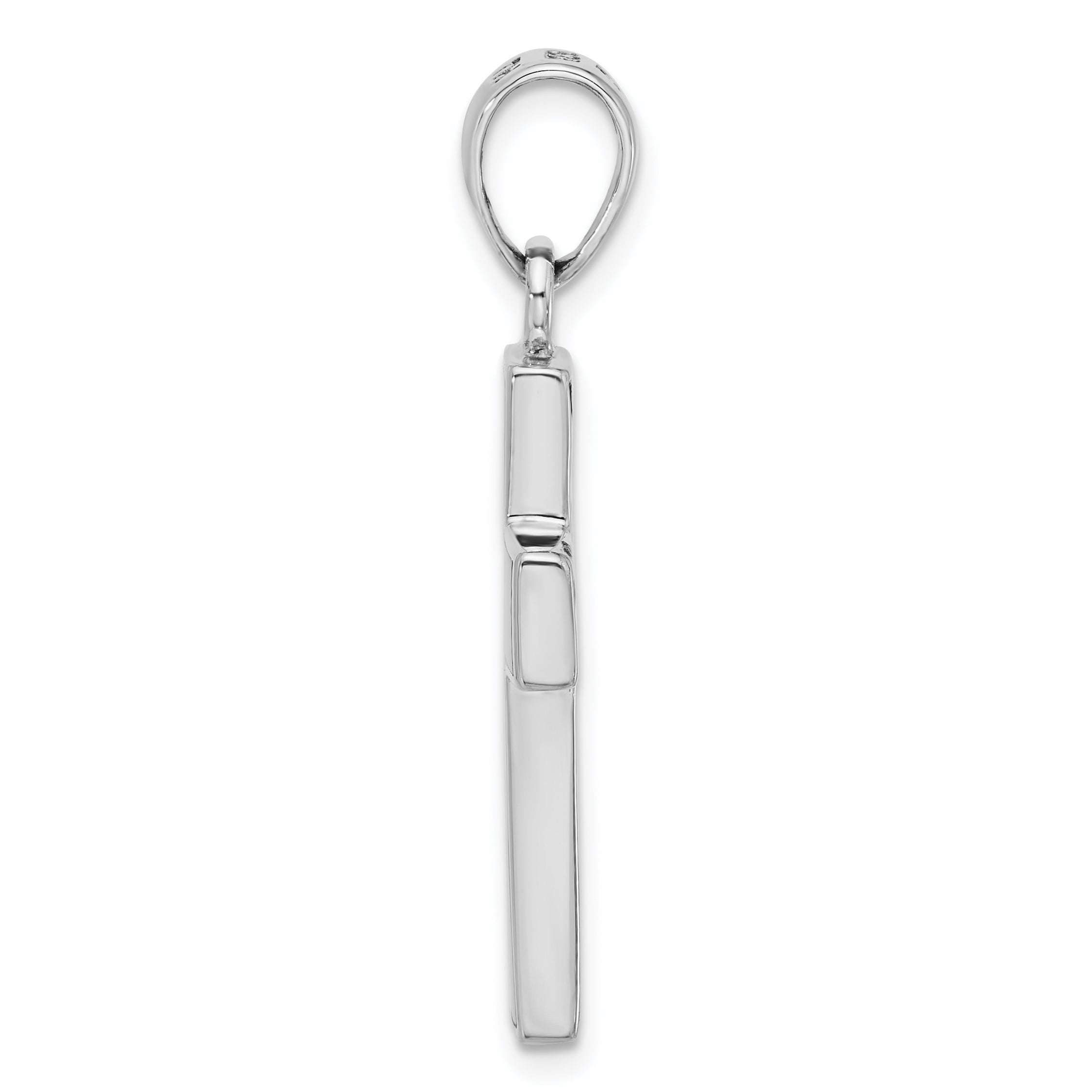 Sterling Silver Rhodium-plated Reversible Mother of Pearl Cross Pendant Secondary image