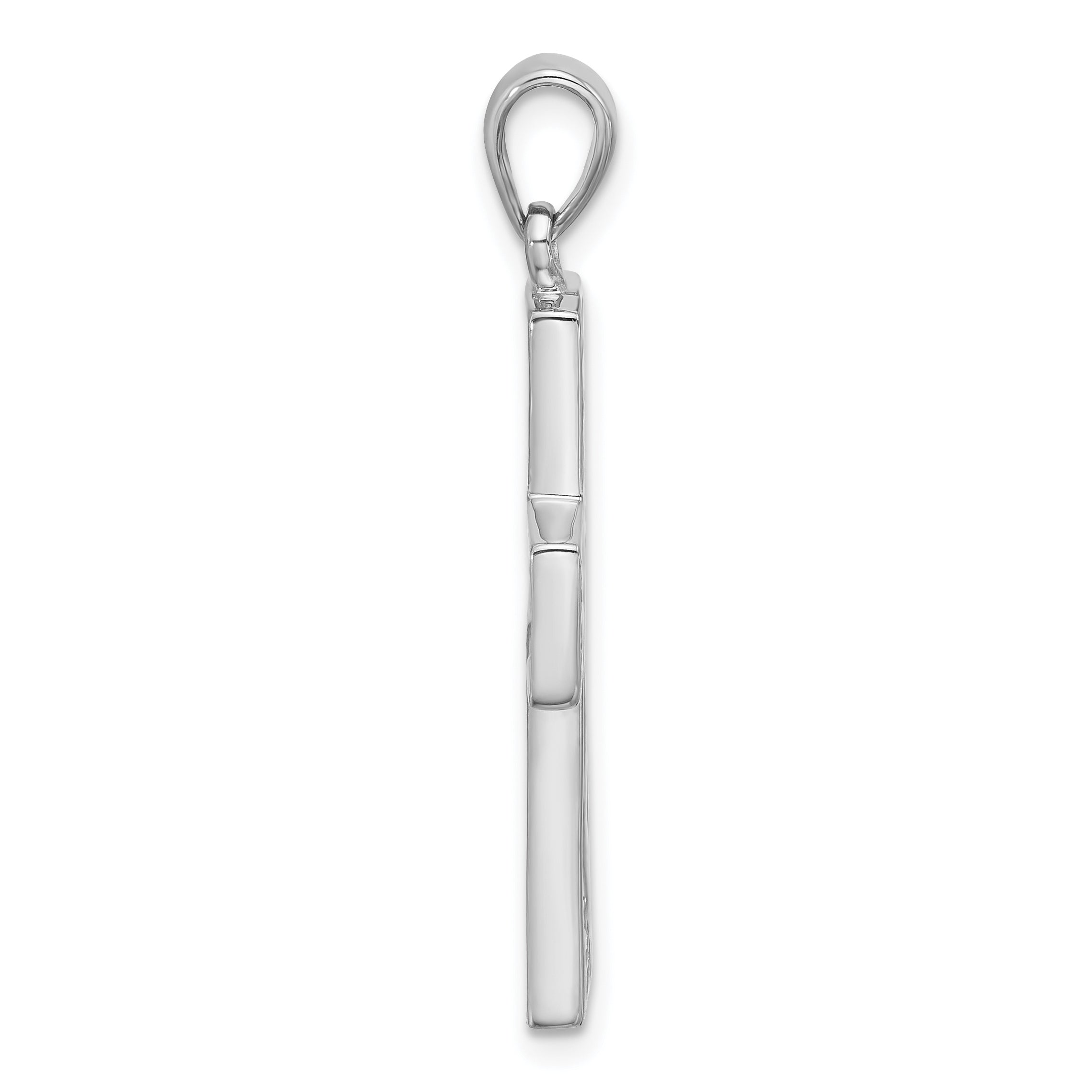 Sterling Silver Rhodium-Plated Polished Tree in Cross Pendant Secondary image