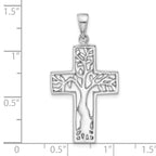 Sterling Silver Rhodium-Plated Polished Tree in Cross Pendant