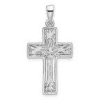 Sterling Silver Rhodium-Plated Polished Cross with Tree Pendant