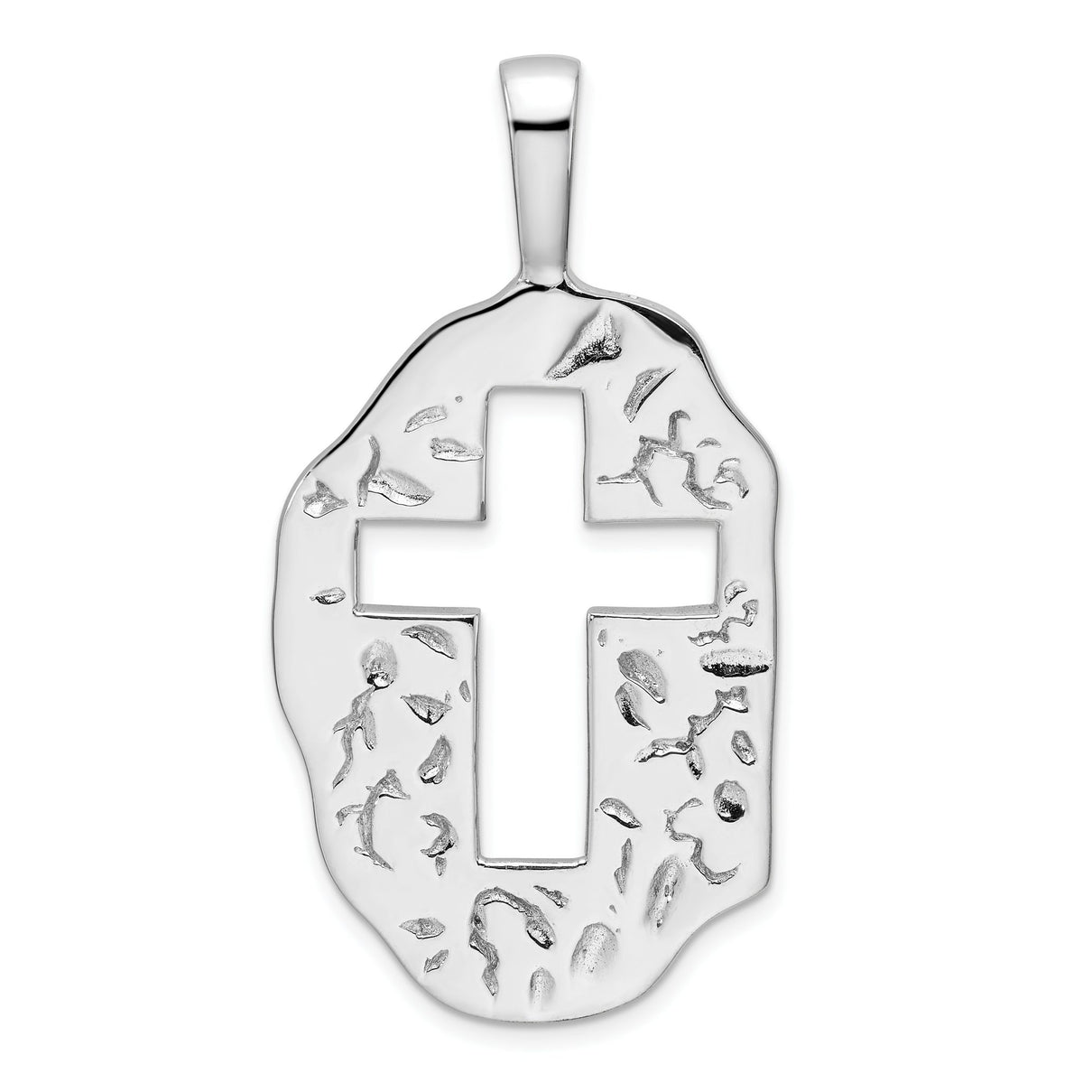 Cut-Out Cross Pendant in Sterling Silver, 39mm Reversible - Sophia Jewelers Main image